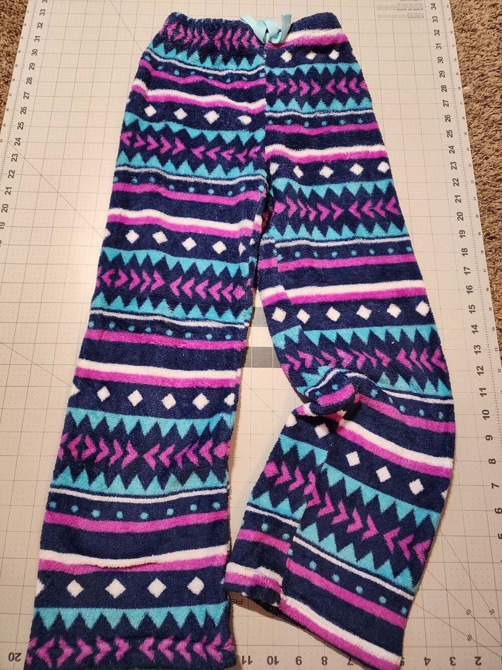 Imagine Pajama Pants Size M Blue Pink Aztec Fleece Lounge Pants